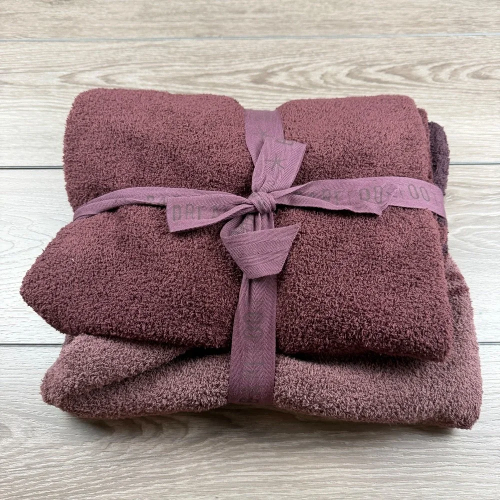 Barefoot Dreams Unisex CozyChic Tri-Color Blanket Black Currant One Size